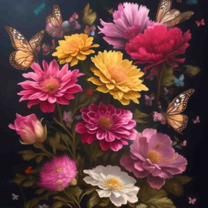 تصویر گل و پروانه